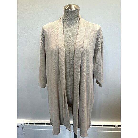 Eileen Fisher Ribbed Open Cardigan in Tan Size M - Picture 1 of 4